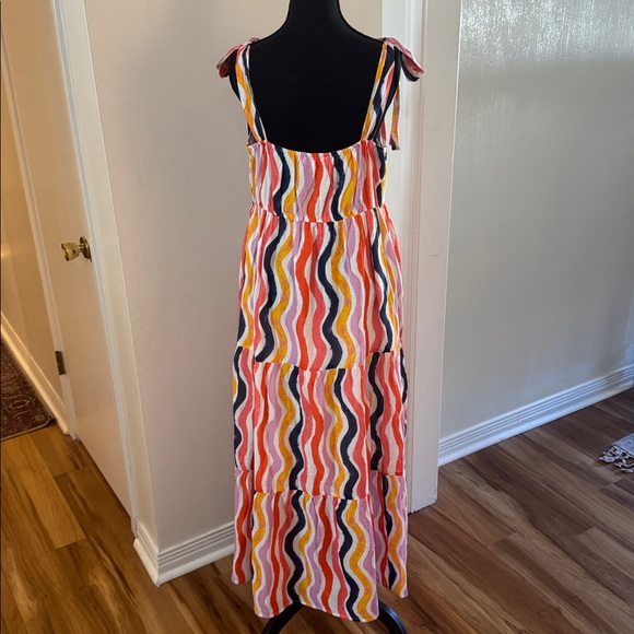 Jude Connally Multicolor Wavy Stripe Dress with Orange Accents - Picture 6 of 11